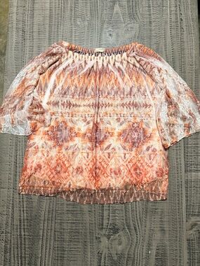 Brittany Black Orange and Cream Boho Off-Shoulder Top